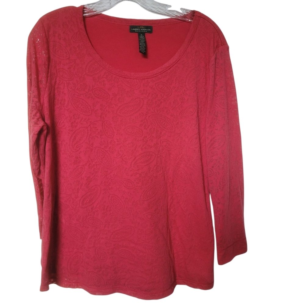 Lauren Ralph Lauren Women's Red Paisley Lined Blouse Size XL
